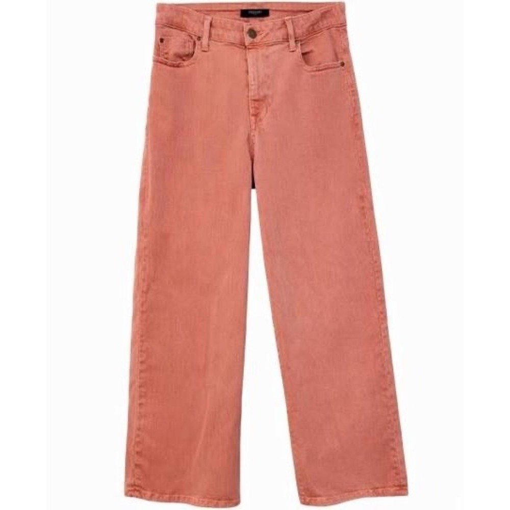 Fidelity Denim Malibu High Wide Crop Jeans Salmon Pink Size 27 Made in USA